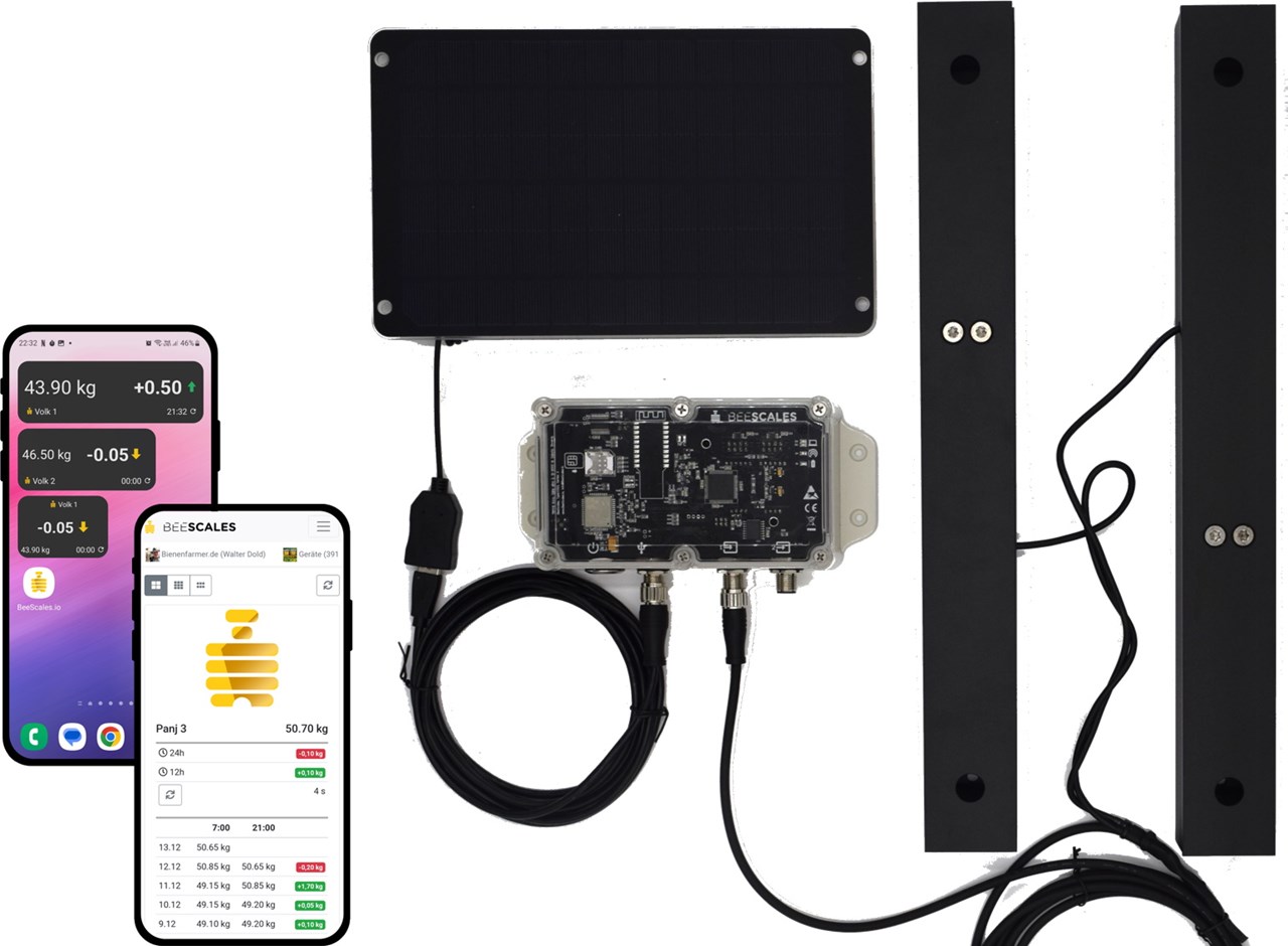 Bienenstockwaage zum Monitoring von einem Bienenstock + GPS und Diebstahlalarm, 4G NB-IoT